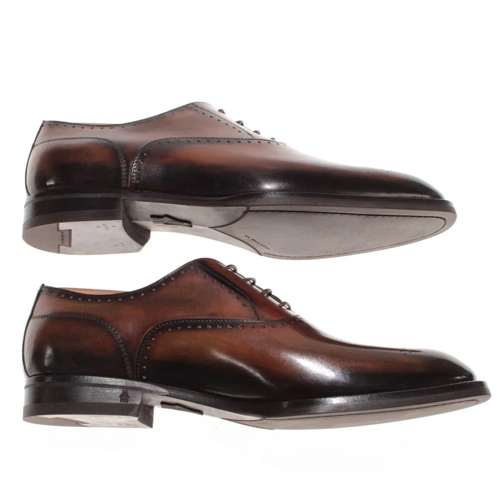 Di Bianco NWB Oxford Dress Shoes Size 42.5 (US 9.5) Brown Leather Made in Italy